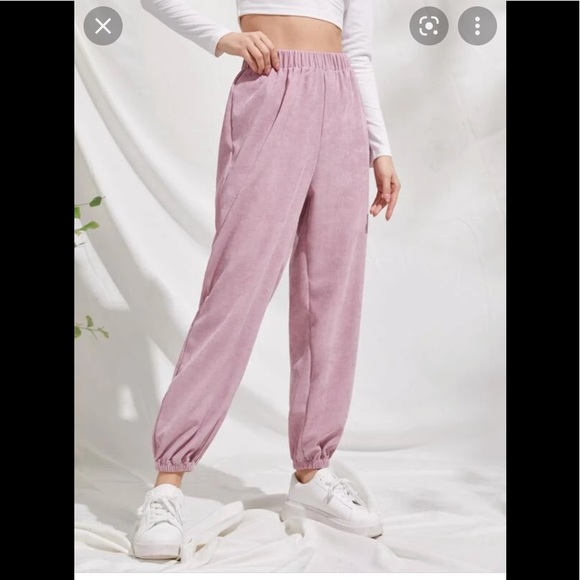 ROMWE Pants - Romwe Pink Corduroy Joggers Sz Large ~ EUC